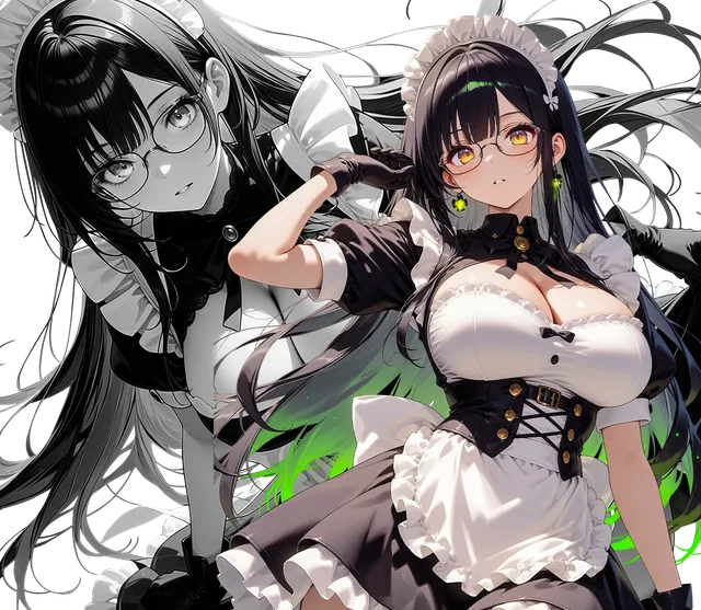 Aristella character artwork with a monochrome portrait backdrop