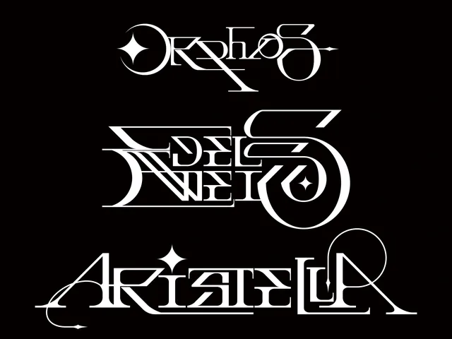 Aristella, Orphios and Edelweiss white typographic identities on a black background
