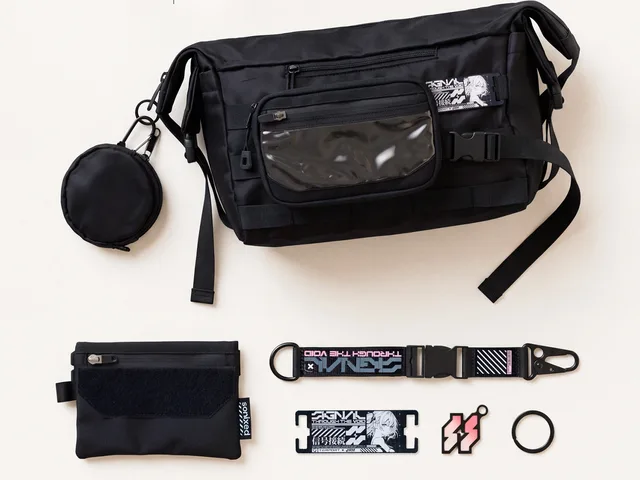 SONIXED modular carrier bag and its pouches, straps, character plate and keychain